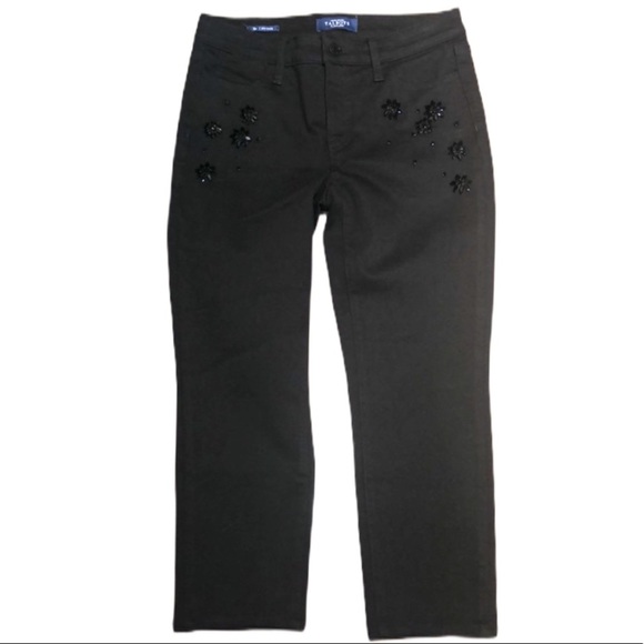 TALBOTS CRYSTAL EMBELLISHED SLIM ANKLE JEANS - NEVER FADE BLACK LIMITED EDITION - Picture 6 of 15